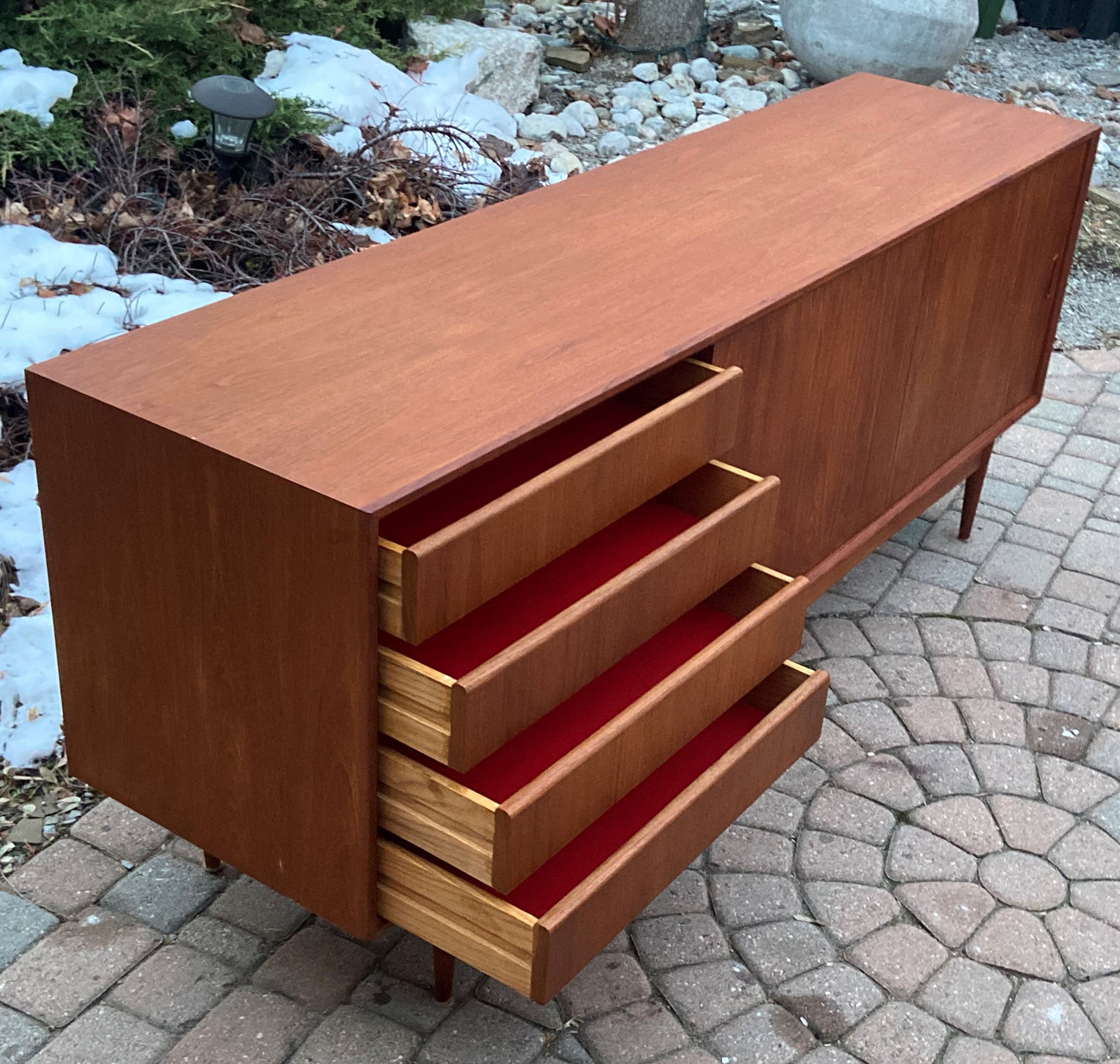 REFINISHED MCM Teak Sideboard Buffet Media Console, Perfect