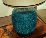 Large Mid Century Modern Turqoise Glazed Pottery Lamp, H 34