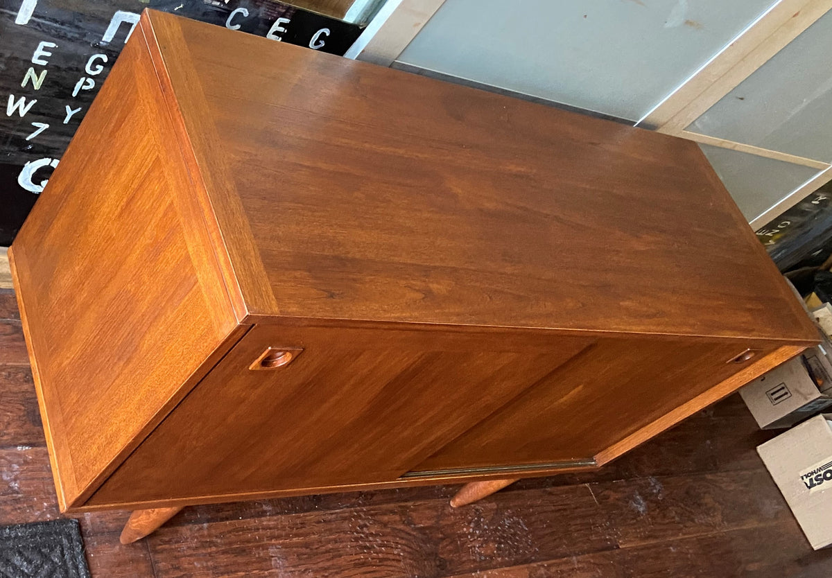 REFINISHED Swedish MCM Teak Sideboard with Finished Back, Compact 47