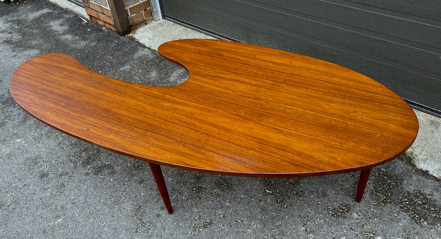 REFINISHED Mid Century Modern Coffee Table Free-Form Shaped
