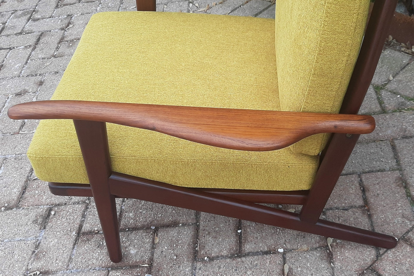 REFINISHED REUPHOLSTERED Danish Mid-Century Modern Teak Lounge Chair by Komfort, Perfect