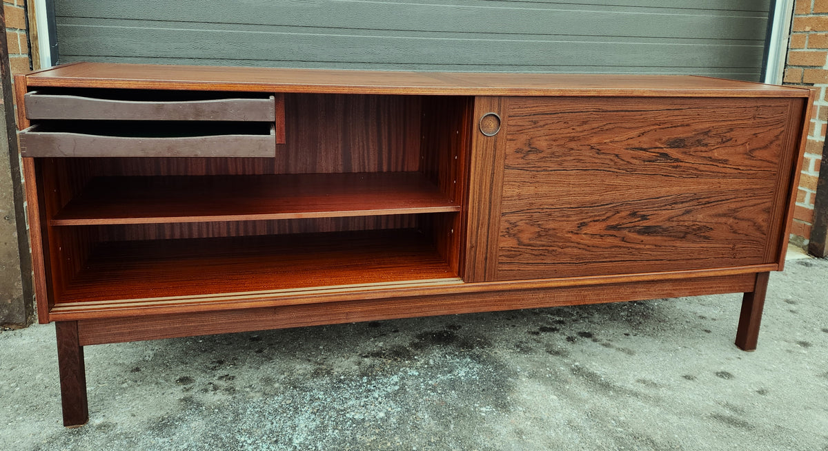 REFINISHED Danish Mid Century Modern Rosewood Credenza w Finished Back 72