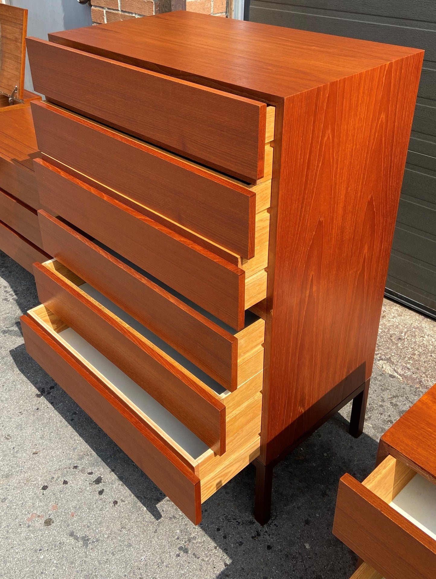 REFINISHED Mid Century Modern Teak Dresser & Tallboy by Reff/ Knoll, PERFECT