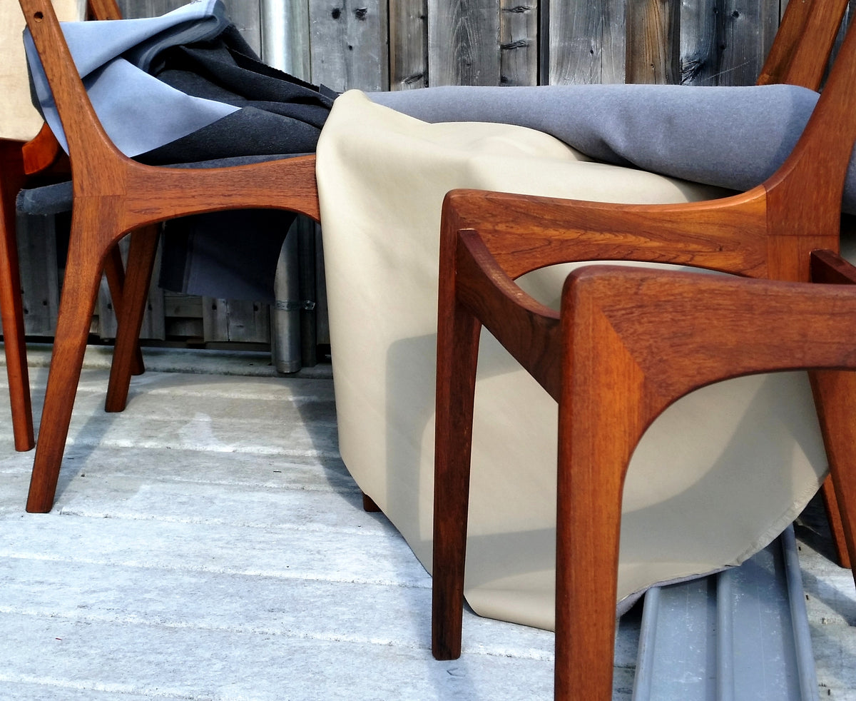 8 Danish Mid Century Modern Solid Teak High Back Dining Chairs REFINISHED REUPHOLSTERED each $249 - Mid Century Modern Toronto