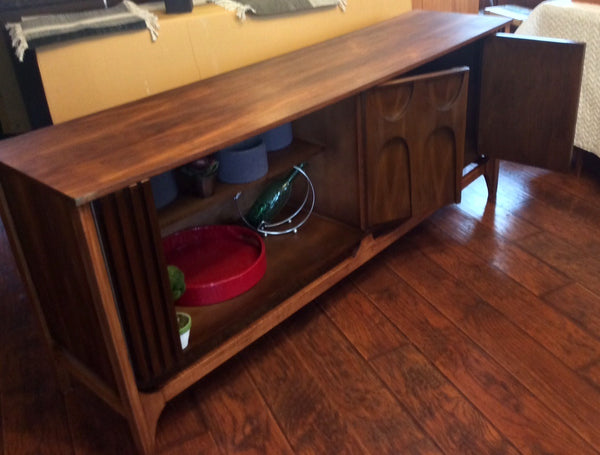 Mid Century Modern Broyhill Brasilia Style Walnut Sideboard with sculpted front - Mid Century Modern Toronto