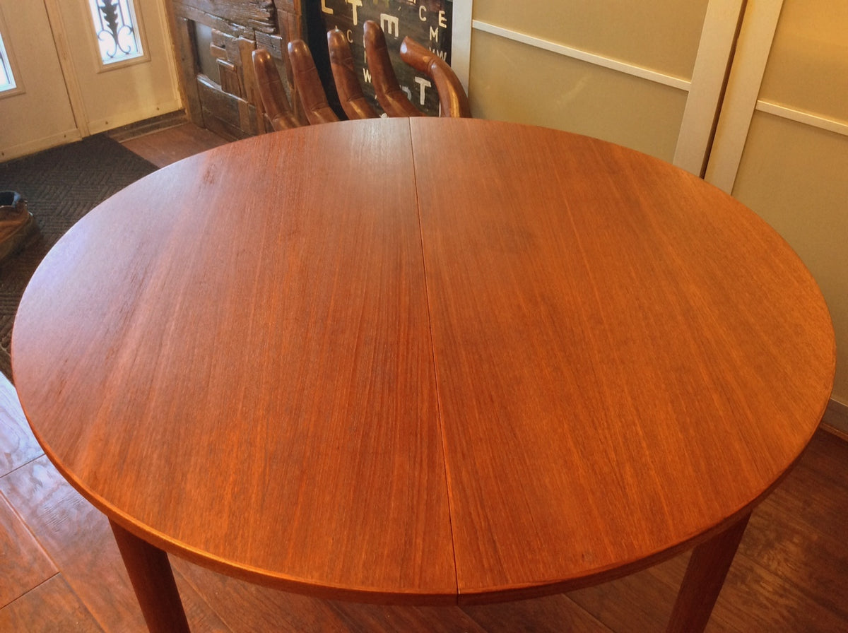Danish Mid Century Modern Teak Dining Table REFINISHED (no leaf) - Mid Century Modern Toronto