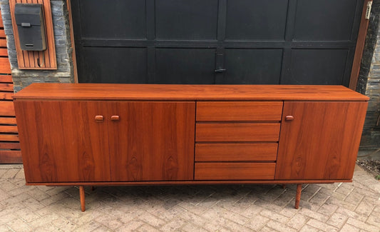 REFINISHED MCM Teak High and Long Credenza 94.5" - Mid Century Modern Toronto