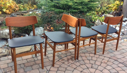 Set of 4 Danish Mid Century Modern Teak Dining Chairs REFINISHED REUPHOLSTERED - Mid Century Modern Toronto