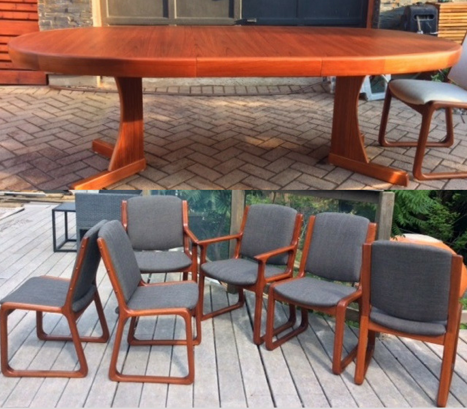 REFINISHED MCM  Teak Table Extendable & 6 Chairs REUPHOLSTERED- like NEW-Super Sale - Mid Century Modern Toronto