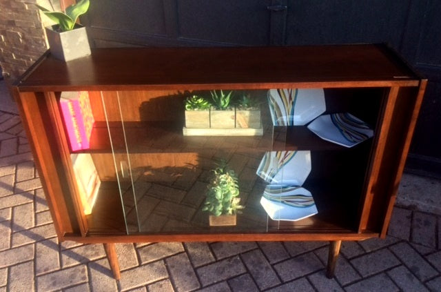 RESTORED Walnut MCM Bookcase Display 48