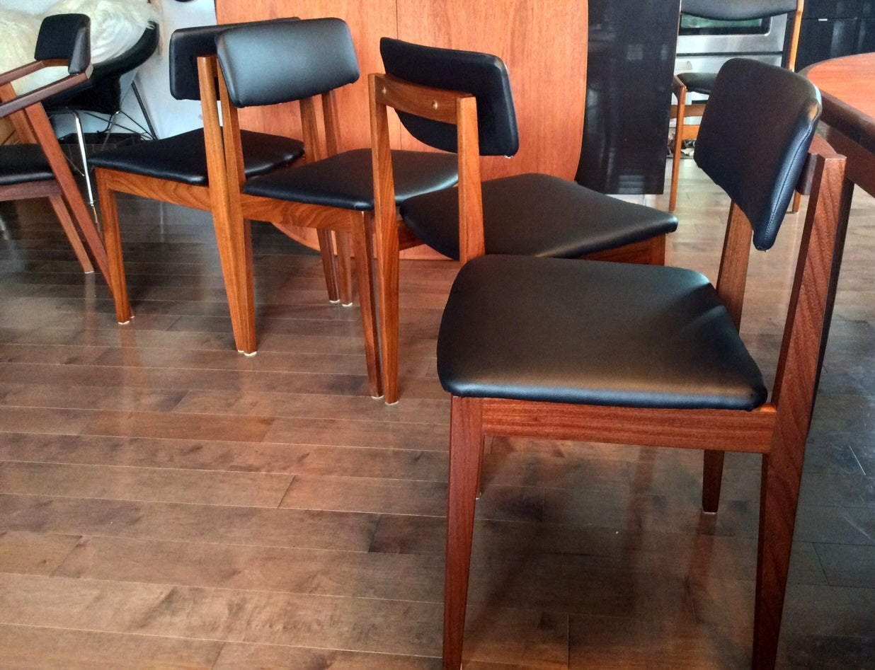 4 or 5 Mid Century Modern Solid Teak Chairs  by Jan Kuypers REFINISHED REUPHOLSTERED - Mid Century Modern Toronto