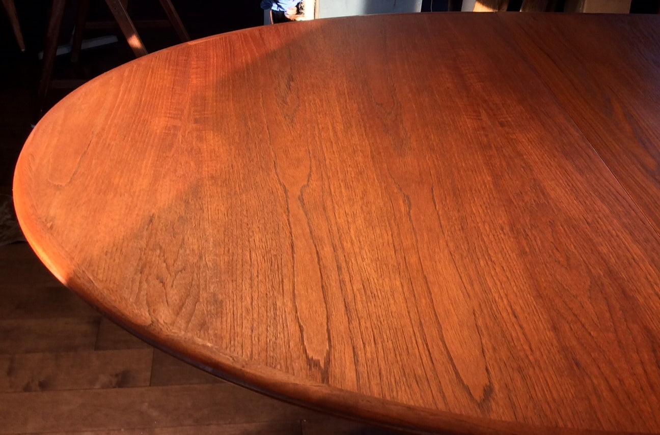 Mid Century Modern Oval Teak Dining Table Extendable REFINISHED - Mid Century Modern Toronto