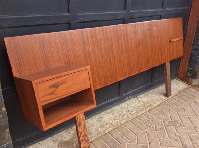 TEAK HEADBOARD WITH 2 FLOATING NIGHT STANDS for QUEEN BED L 94.5", perfect - Mid Century Modern Toronto