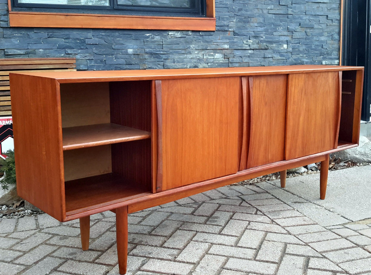 Danish Mid-Century Modern Teak  Credenza REFINISHED 77” - Mid Century Modern Toronto