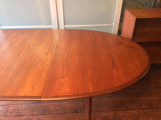 REFINISHED Mid-Century Modern Teak Dining Table Oval w 1 Leaf - Mid Century Modern Toronto