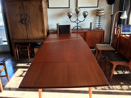 Danish Mid Century Modern Teak Dining Table Surfboard Extendable REFINISHED - Mid Century Modern Toronto