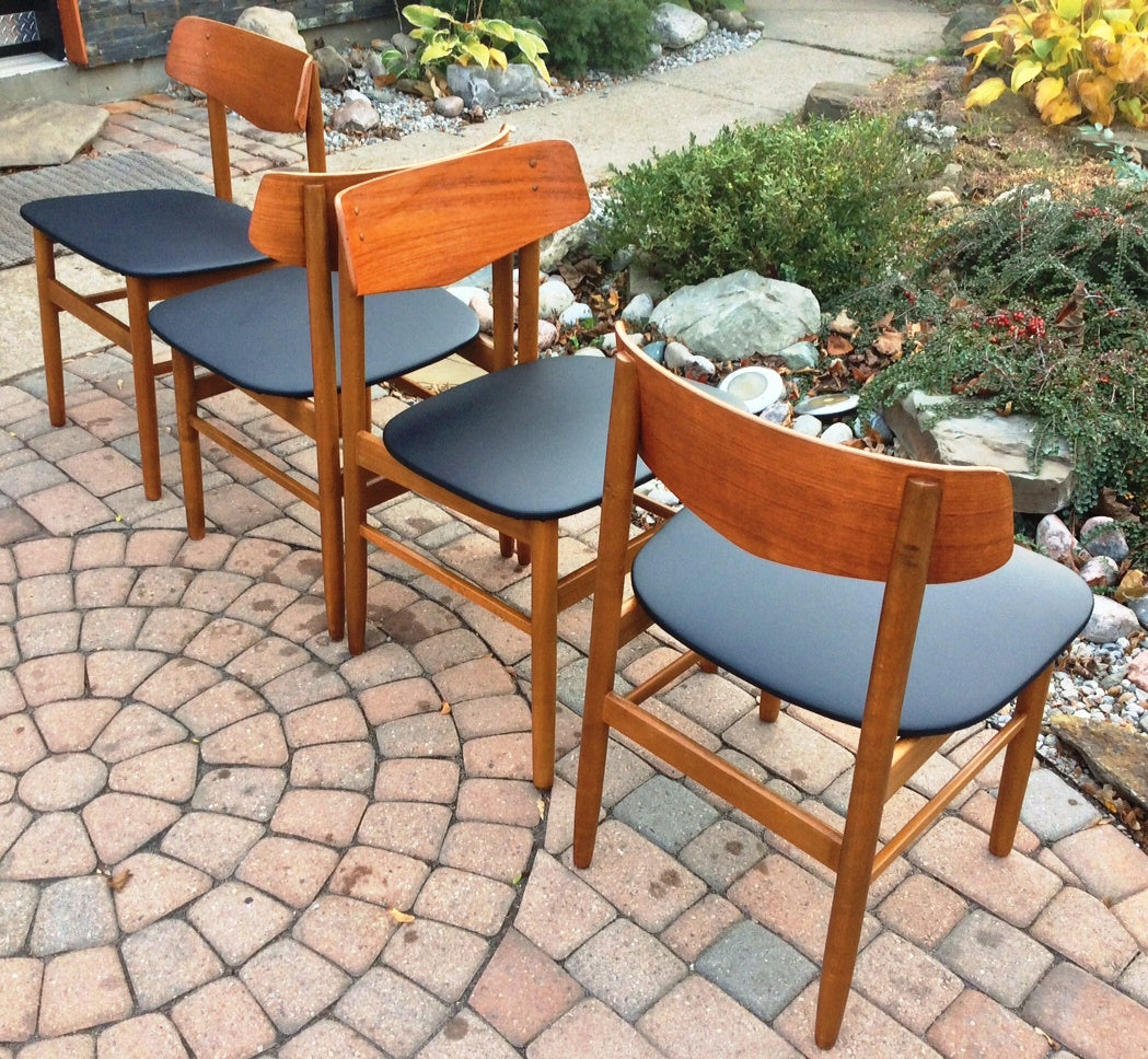 Set of 4 Danish Mid Century Modern Teak Dining Chairs REFINISHED REUPHOLSTERED - Mid Century Modern Toronto
