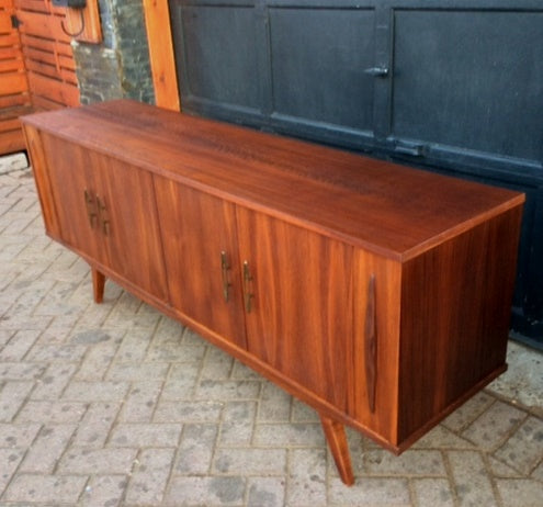 REFINISHED MCM Teak or Mahogany Bar Credenza TV Media Console 6 ft - Mid Century Modern Toronto