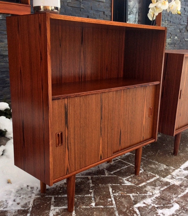 Danish Mid Century Modern Rosewood Display Buffet China Console Restored - Mid Century Modern Toronto