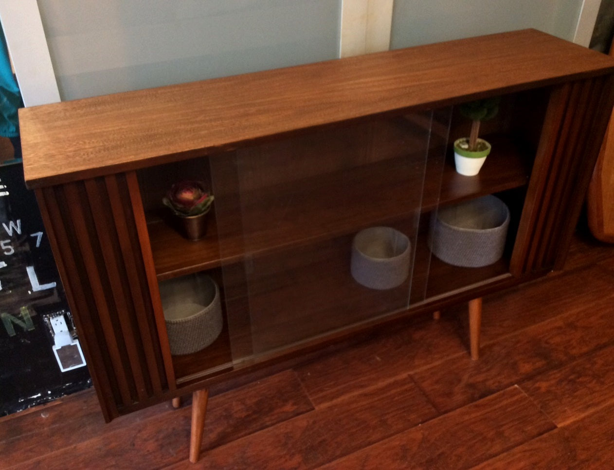Mid Century Modern Walnut Display Bookcase China Cabinet with glass doors - Mid Century Modern Toronto