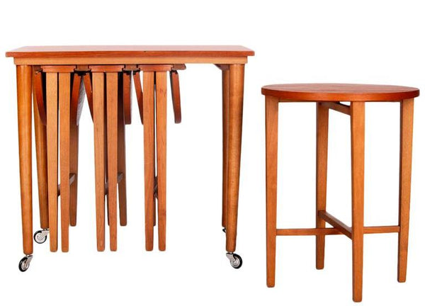 MCM Teak Serving Trolley /5 in 1 Nesting Tables by Poul Hundevad RESTORED, perfect - Mid Century Modern Toronto