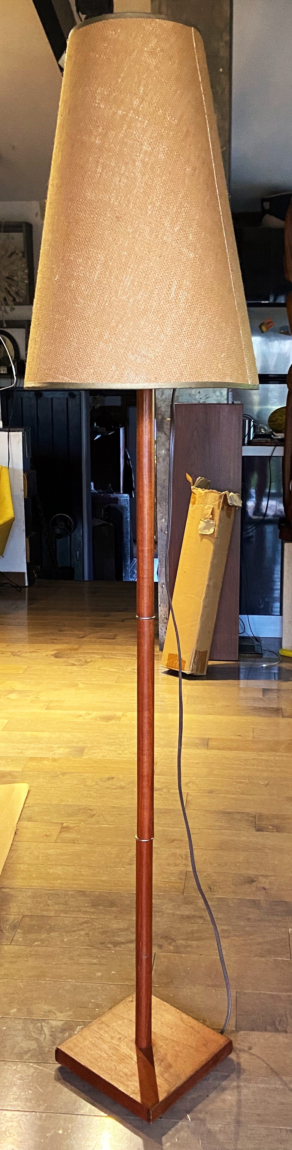 Mid Century Modern Teak Floor Lamp, H 63