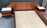 REFINISHED  Italian MCM Bed w floating nightstands Double 5