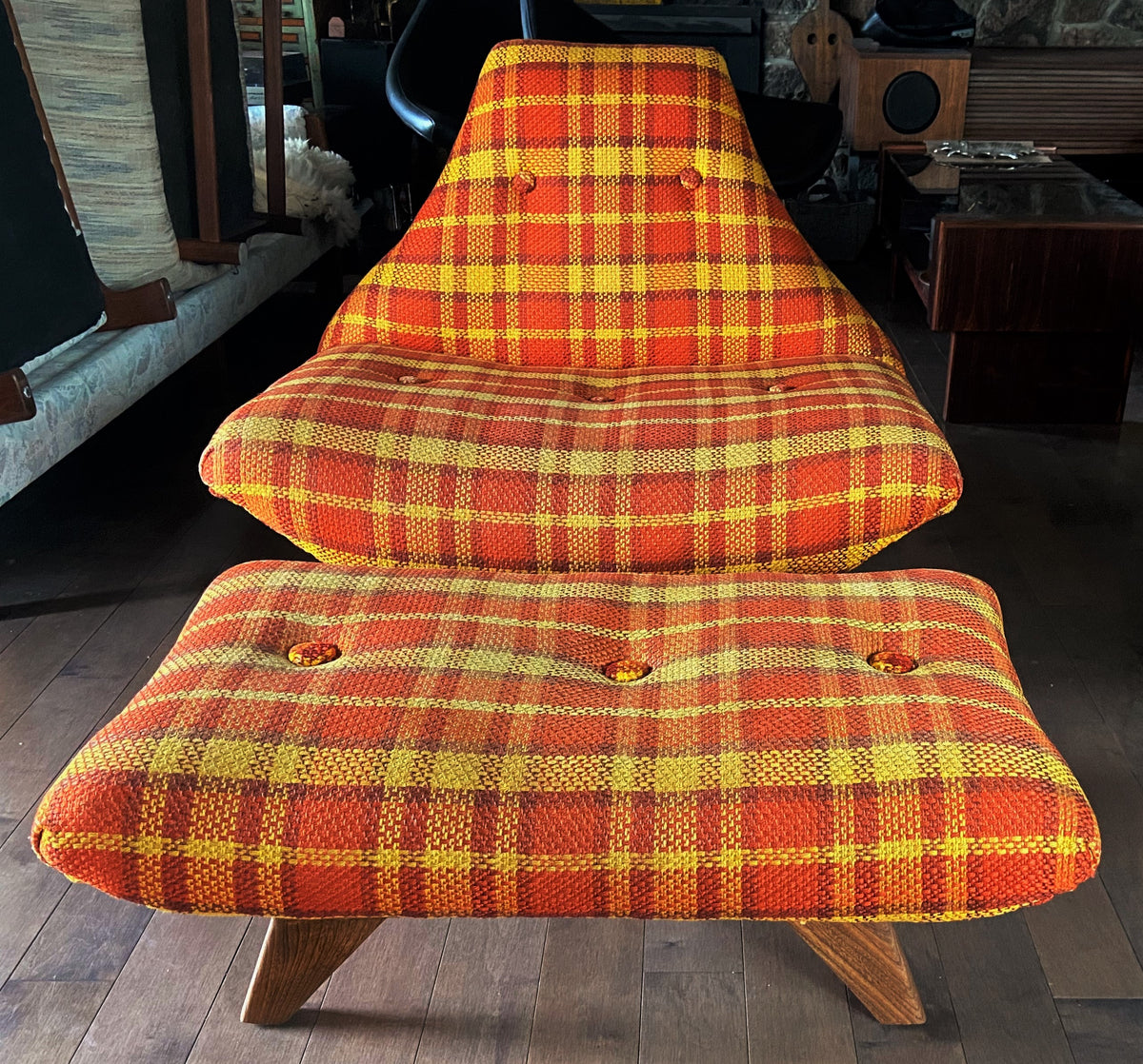 RESTORED MCM Large Lounge Chair & Ottoman in Adrian Pearsall style