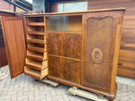 RESTORED Stunning Burr Walnut Armoire Wardrobe Secretary Desk 5