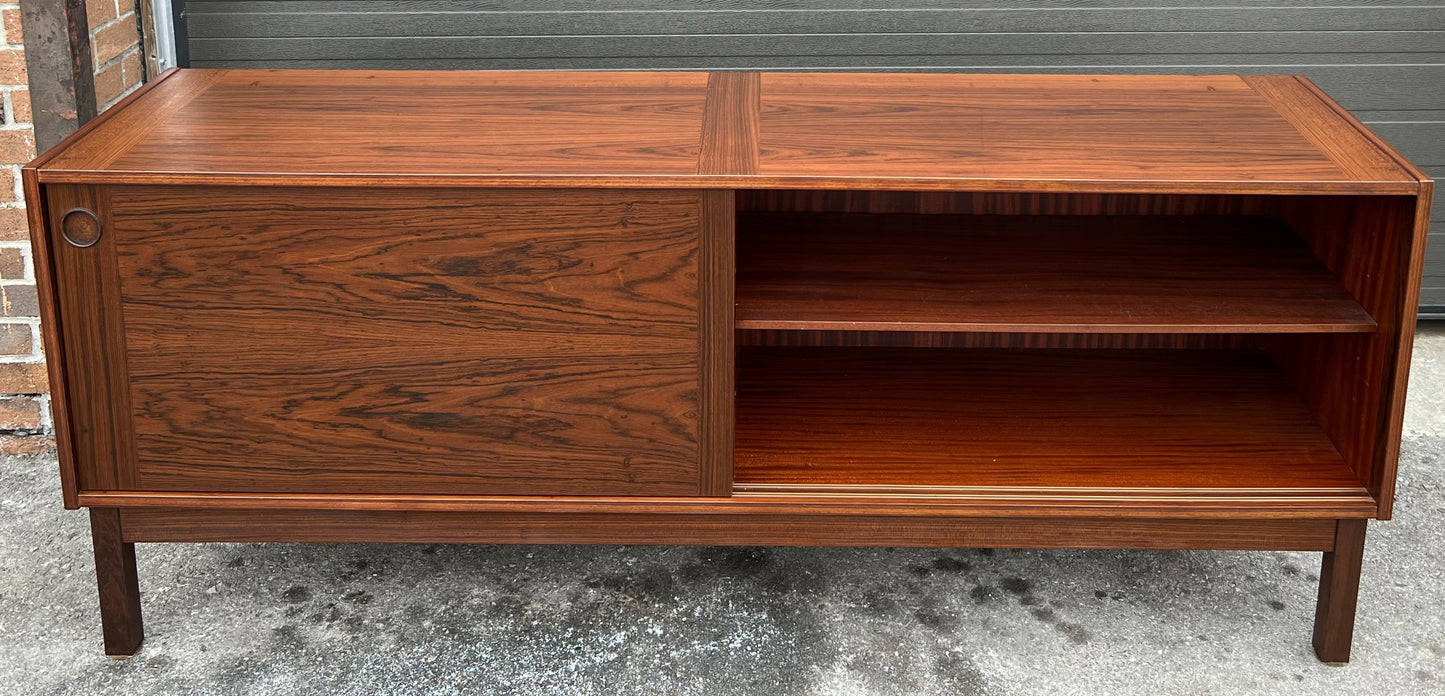 REFINISHED Danish Mid Century Modern Rosewood Credenza w Finished Back 72"