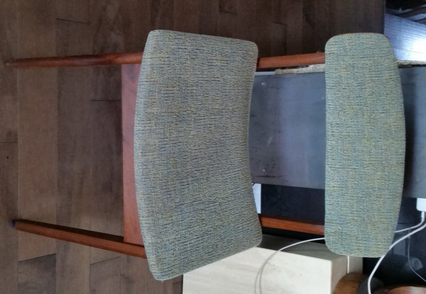 MCM Teak Chairs with greenish upholstery 	- SET of 6, each $145 - Mid Century Modern Toronto