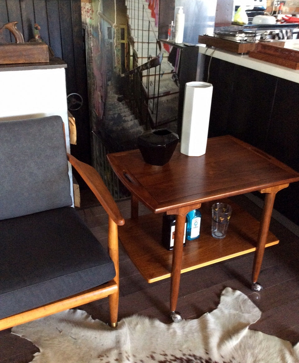 REFINISHED Mid Century Modern Walnut Bar Cart Trolley, great for the records and turntable too! - Mid Century Modern Toronto