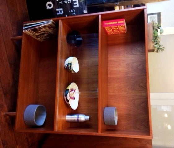 Danish MCM Teak Display China Bookcase Records REFINISHED 42