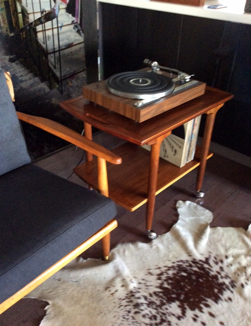 REFINISHED Mid Century Modern Walnut Bar Cart Trolley, great for the records and turntable too! - Mid Century Modern Toronto