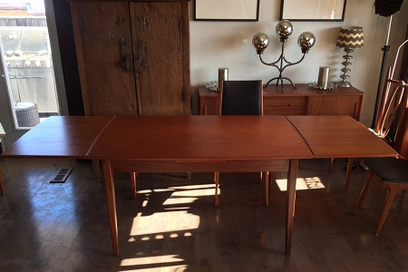 Danish Mid Century Modern Teak Dining Table Surfboard Extendable REFINISHED - Mid Century Modern Toronto