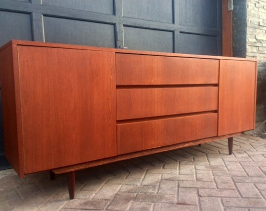REFINISHED MCM  Teak Sideboard Media Console 72" - Mid Century Modern Toronto