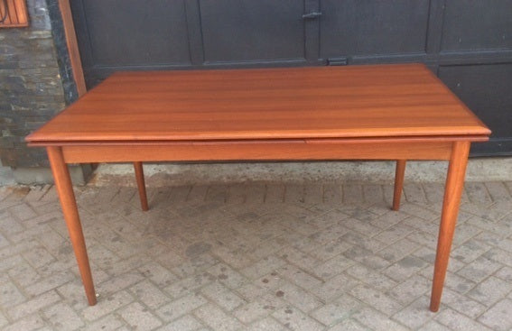 REFINISHED Danish MCM  Teak Table w 2 Leaves by DYRLUND 59"-104" - Mid Century Modern Toronto