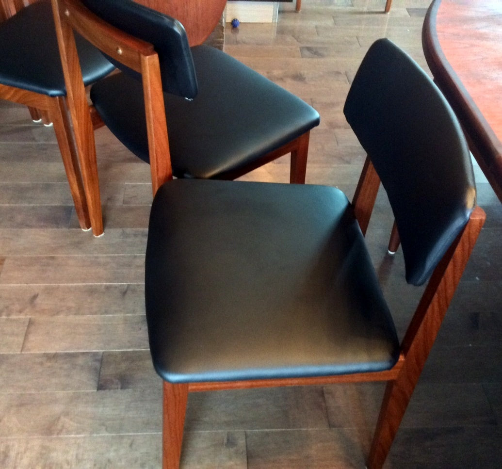 4 or 5 Mid Century Modern Solid Teak Chairs  by Jan Kuypers REFINISHED REUPHOLSTERED - Mid Century Modern Toronto