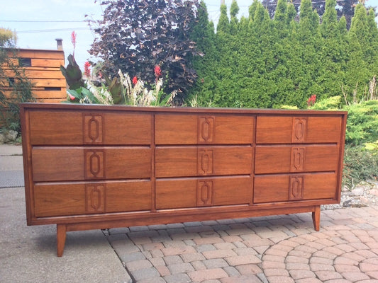 REFINISHED Mid Century Modern Walnut 9 Drawers Dresser Credenza - Mid Century Modern Toronto