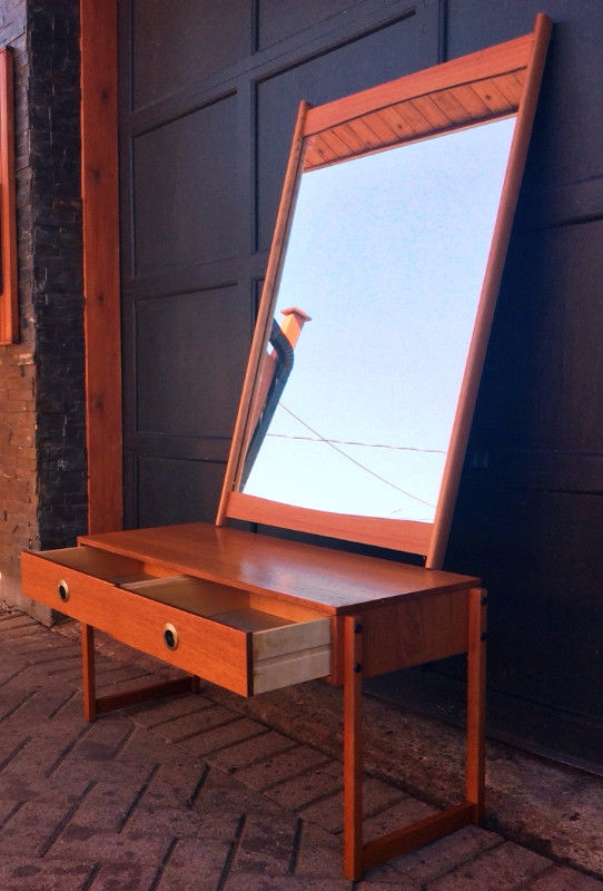 Scandinavian Mid Century Modern Teak Chest & Mirror Entrance Set - Mid Century Modern Toronto