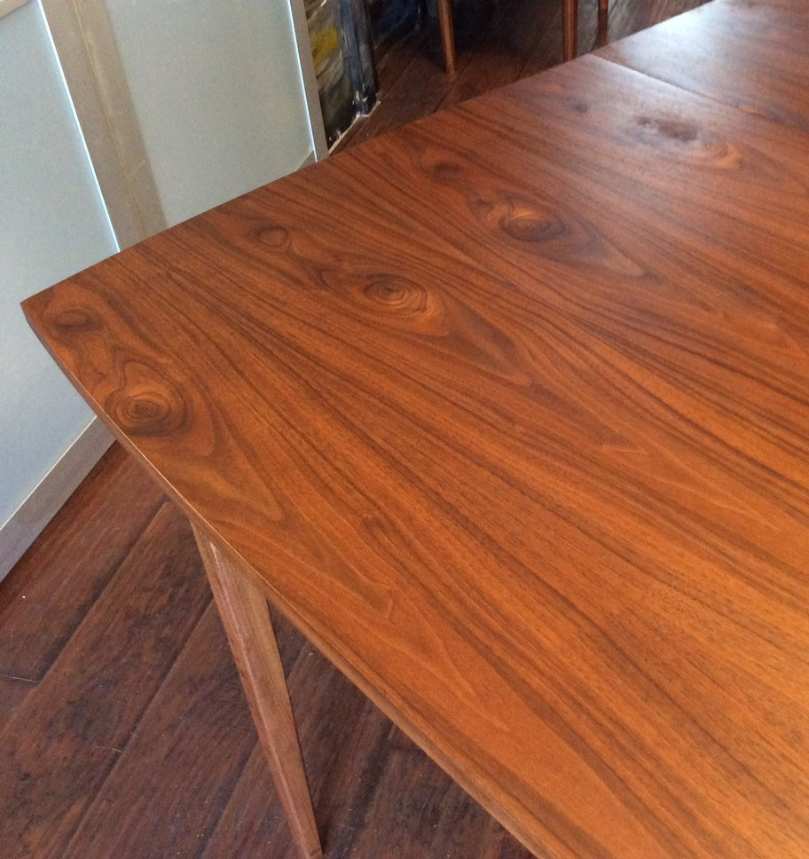 Mid Century Modern Walnut Dining Table Extendable w 1 leaf REFINISHED - Mid Century Modern Toronto