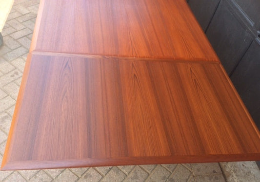 REFINISHED Danish MCM  Teak Table w 2 Leaves by DYRLUND 59"-104" - Mid Century Modern Toronto