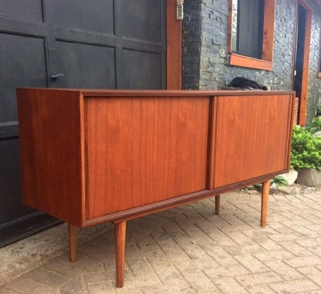 REFINISHED MCM  Teak Sideboard TV Console with 2 Sliding Doors 62" - Mid Century Modern Toronto