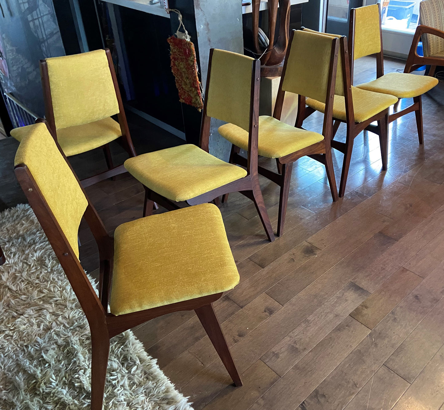 6 REFINISHED Mid Century Modern Teak Chairs REUPHOLSTERED