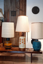 Large Mid Century Modern Orange Pottery Lamp, H 42