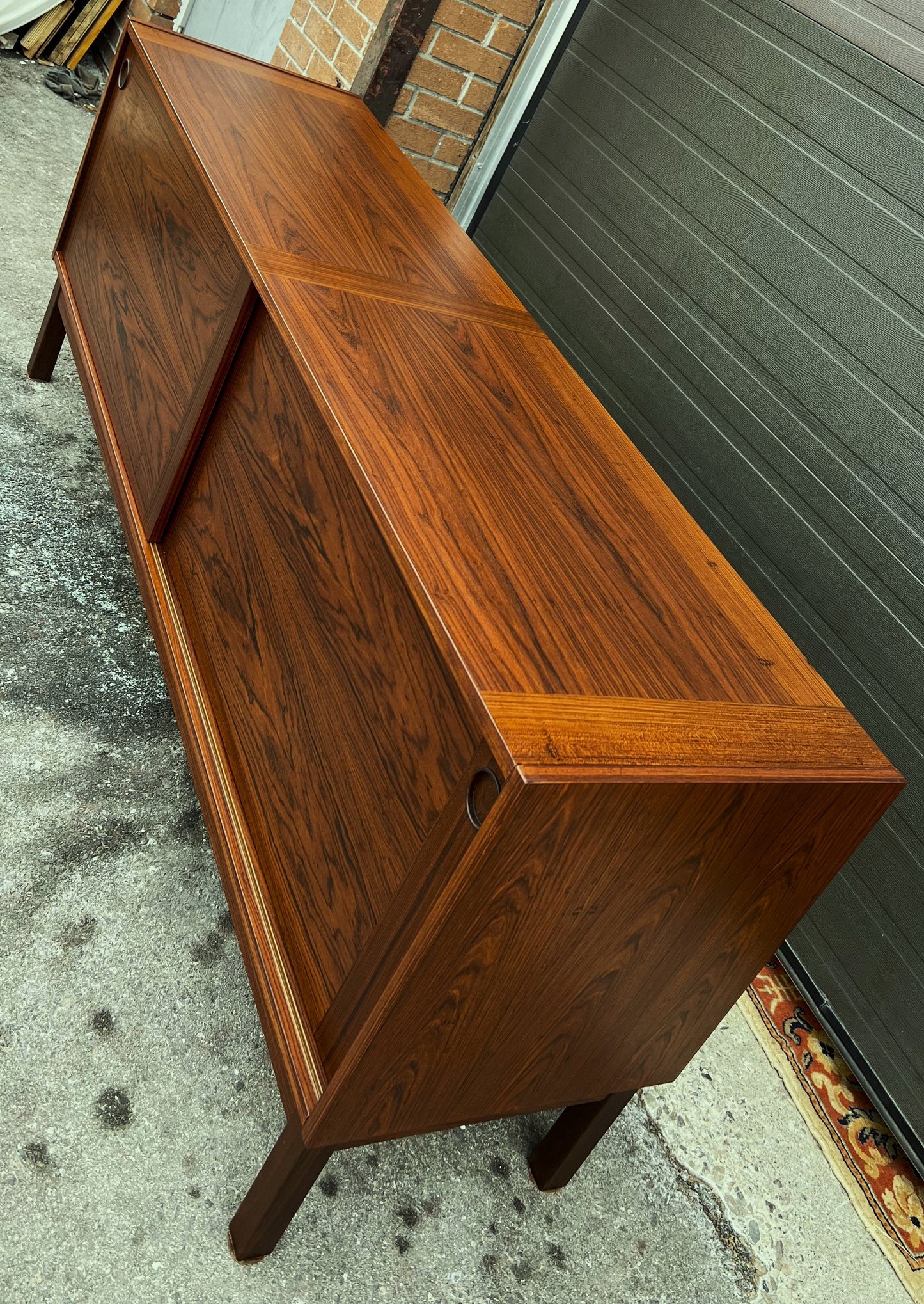 REFINISHED Danish Mid Century Modern Rosewood Credenza w Finished Back 72"