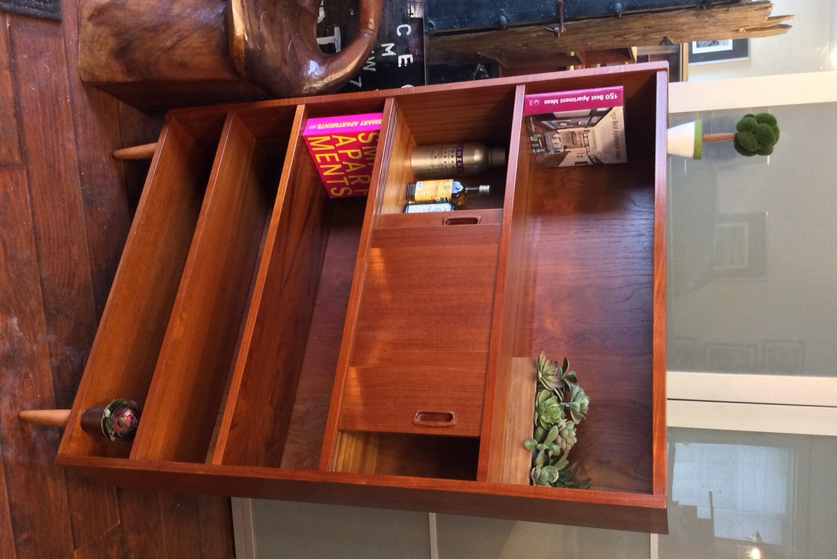 Danish MCM Teak Display Bookcase Bar Narrow REFINISHED 35.5