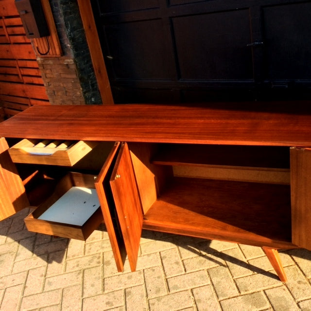 REFINISHED MCM Teak or Mahogany Bar Credenza TV Media Console 6 ft - Mid Century Modern Toronto