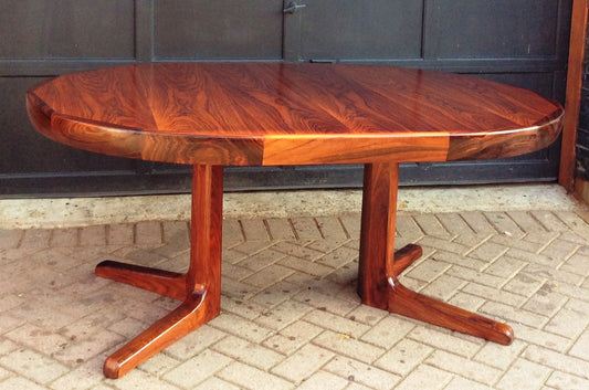 Danish MCM Rosewood Extension Table REFINISHED, 6 Chairs REUPHOLSTERED - Mid Century Modern Toronto