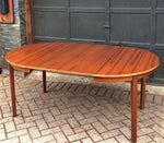REFINISHED Swedish MCM Teak Dining Table round to oval w 2 leaves 42
